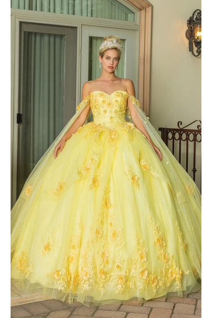 Dancing Queen Dresses DQ-1788 Quinceanera Gown for Unmatched Elegance - Yellow / XS - Dress