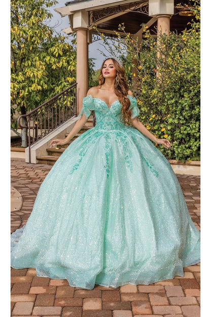 Dancing Queen Dresses DQ-1804 Quinceañera Ball Gown with Beaded Bodice - Mint / M - Dress