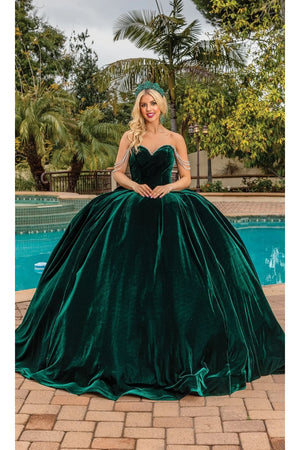 Dancing Queen Dresses DQ-1817 Quinceañera Gown with Embellished Bodice - Hunter Green / XS - Dress
