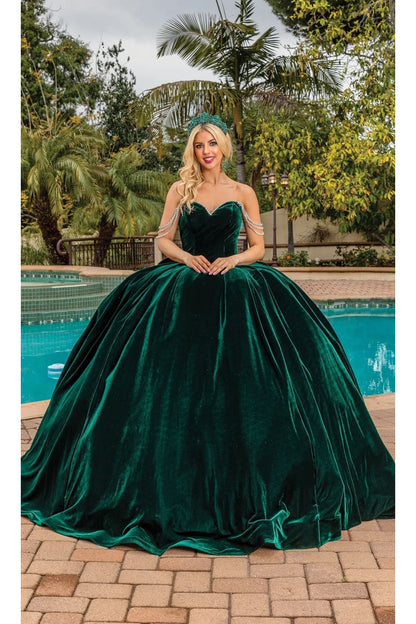 Dancing Queen Dresses DQ-1817 Quinceañera Gown with Embellished Bodice - Hunter Green / XS - Dress