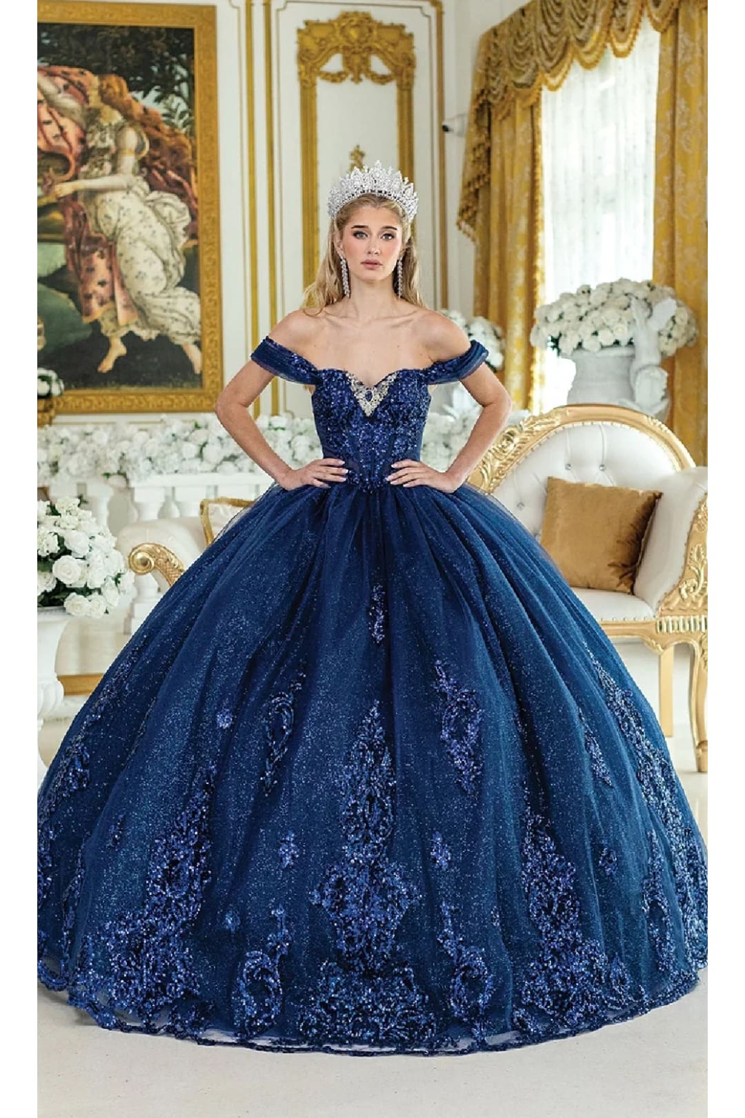 Dancing Queen Dresses DQ-1941 Quinceañera Gown A Vision of Pure Elegance - Navy / XS - Dress