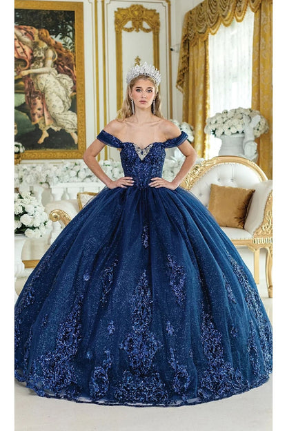 Dancing Queen Dresses DQ-1941 Quinceañera Gown A Vision of Pure Elegance - Navy / XS - Dress