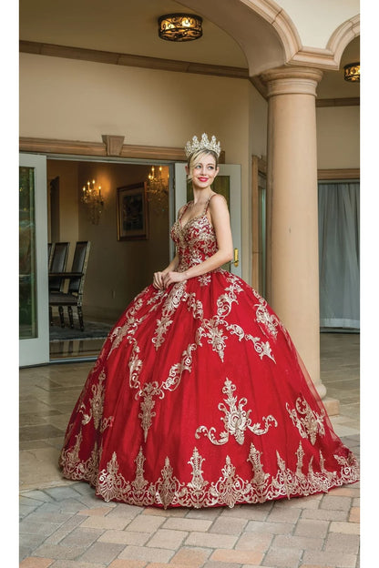 Dancing QueenDresses DQ-1651 Quinceañera Gown with Stunning Details - Burgundy / XS - Dress