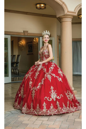 Dancing QueenDresses DQ-1651 Quinceañera Gown with Stunning Details - Burgundy / XS - Dress