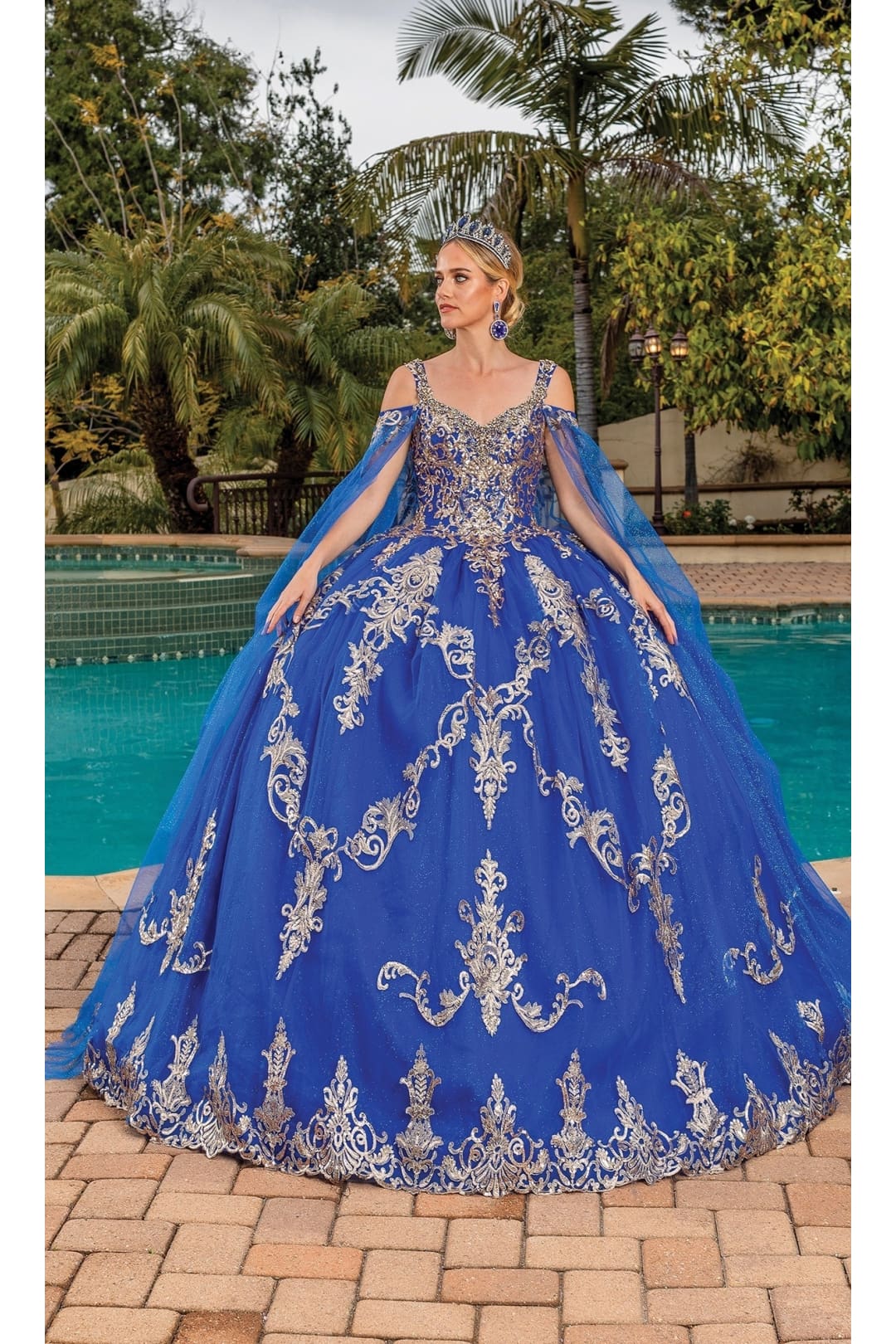 Dancing QueenDresses DQ-1651 Quinceañera Gown with Stunning Details - Royal Blue / XS - Dress