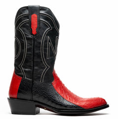 marco-di-milano-denver-red-black-ostrich-leg-round-toe-cowboy-boots