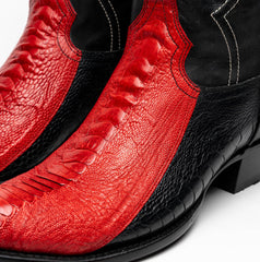 marco-di-milano-denver-red-black-ostrich-leg-round-toe-cowboy-boots