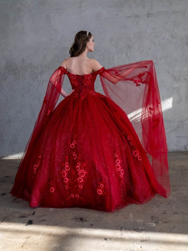 Off-Shoulder Quinceanera Dress Cape Sleeve Ball Gown by Calla SCL30014