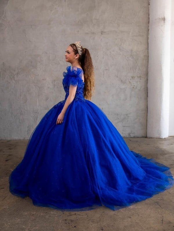 Removable Off the Shoulder Quinceanera Dress Embroidered Cape Ball Gown by Calla SCL-30010