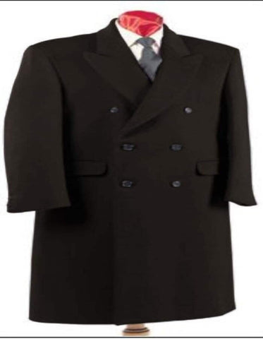 Men's Double Breasted Charcoal Grey Six Button Fully Lined Long Coat