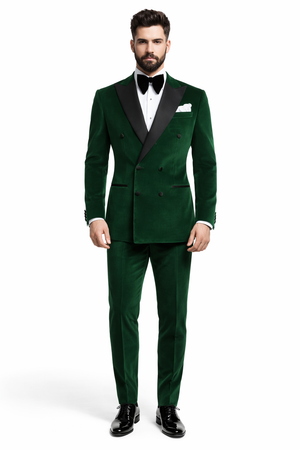 Double Breasted Dinner Jacket - Velvet Tuxedo Dinner Jacket In Emerald Green