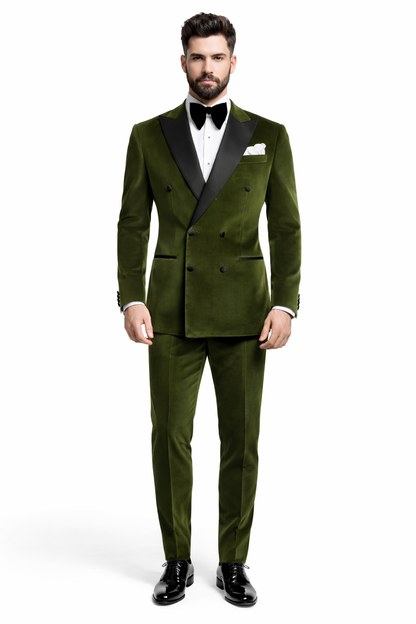 Double Breasted Dinner Jacket - Velvet Tuxedo Dinner Jacket In Emerald Green