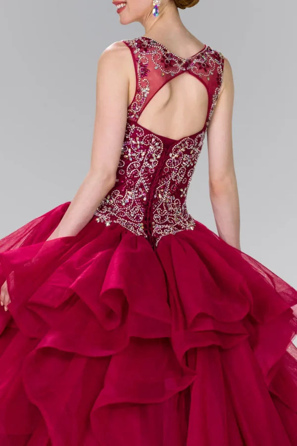 Beaded Illusion Ballgown with Bolero by Elizabeth K GL2378