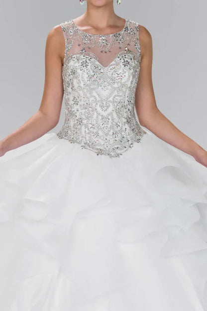 Beaded Illusion Ballgown with Bolero by Elizabeth K GL2378