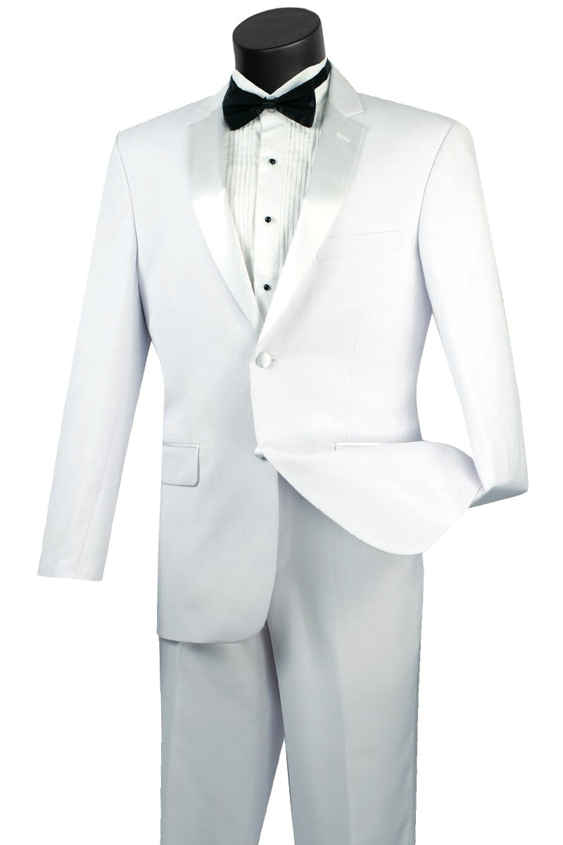 Mens Modern Fit 2 Button Tuxedo in White