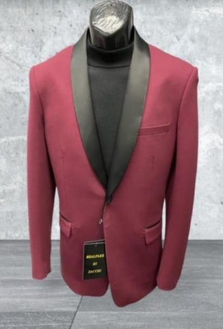 Mens Big and Tall Blazer - Burgundy Plus Size Tuxedo Jacket