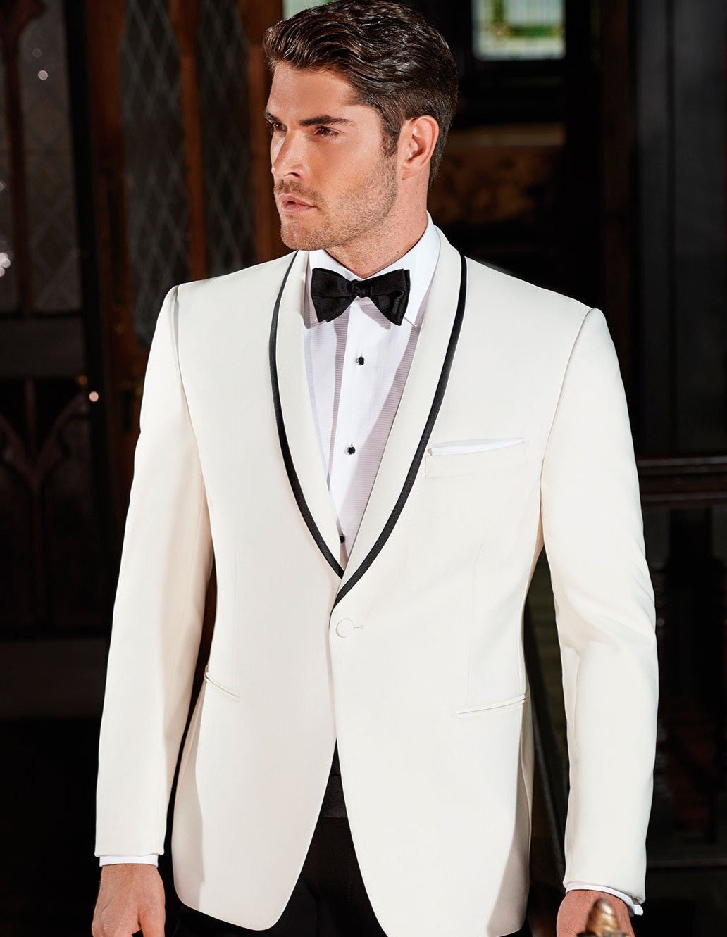 Mens Vested Designer Wide Velvet Shawl Cream Tuxedo - Men's Tuxedo USA