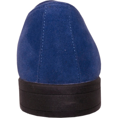 Bravo Mens Vegan Suede Wedding & Prom Slip On Loafer Dress Shoe in Royal Blue