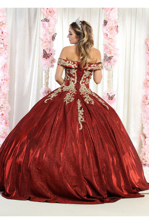 Burgundy And Gold Quinceanera Dress | Ball Gown by LK155