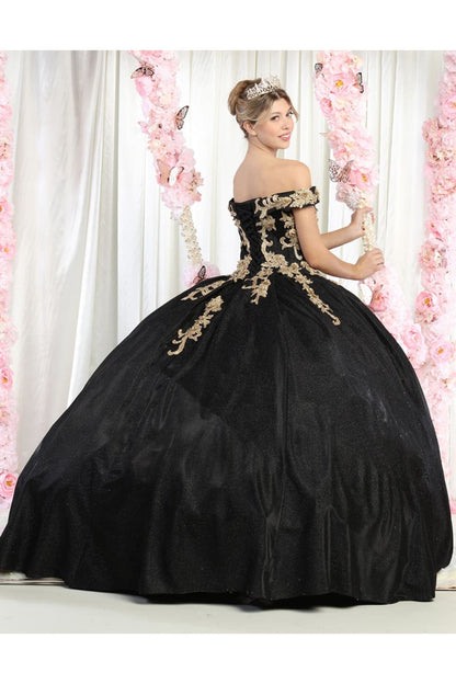 Plus Size Ball Gown in Black/Gold | Formal Quinceanera Dress by LK155