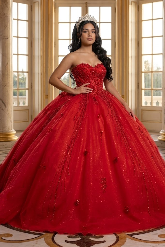 Beaded Corset Bodice & Glitter Tulle Skirt Strapless Sweetheart Birthday Dress By Layla K LK288