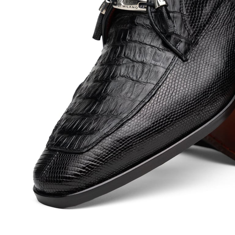 Marco Di Milano Merida Black Genuine Caiman and Lizard Derby Shoes - view 3
