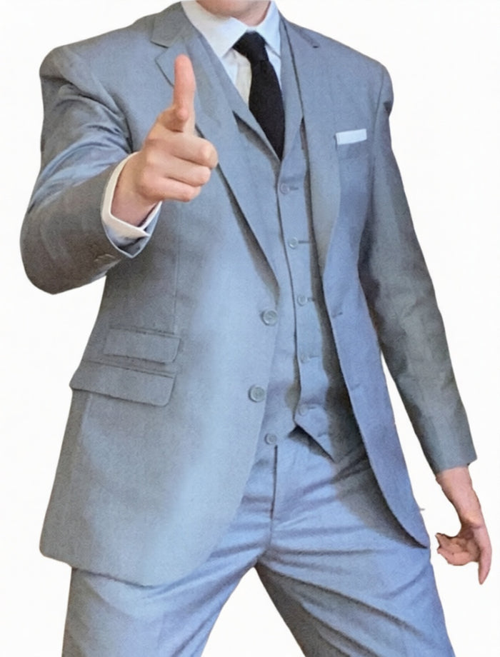 Men’s Goldfinger Grey Suit – Sean Connery James Bond Inspired Suit with Ticket Pocket