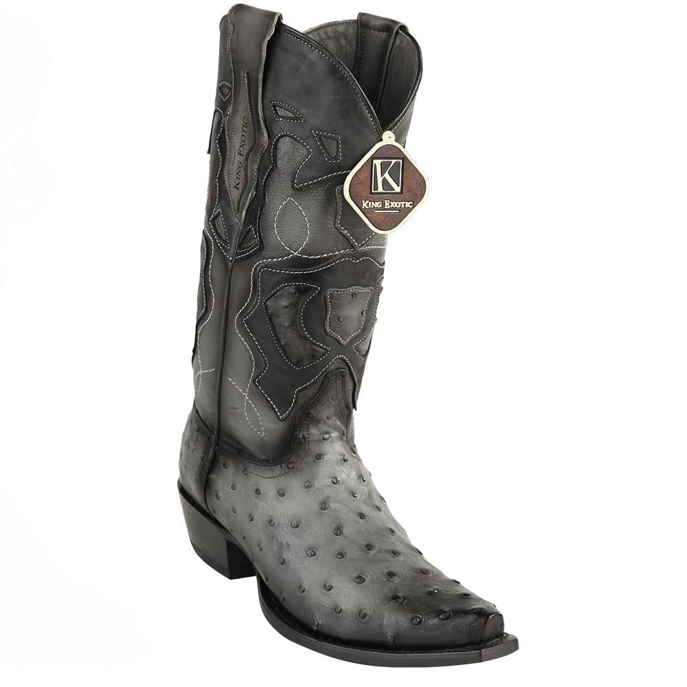 King Exotic Men's Ostrich Western Snip Toe Boots