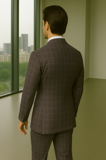 Wool Suit - Italian Made Business Suit by Statement Men's 3 Piece 100% Wool Modern Fit Suit - Fashion Pattern