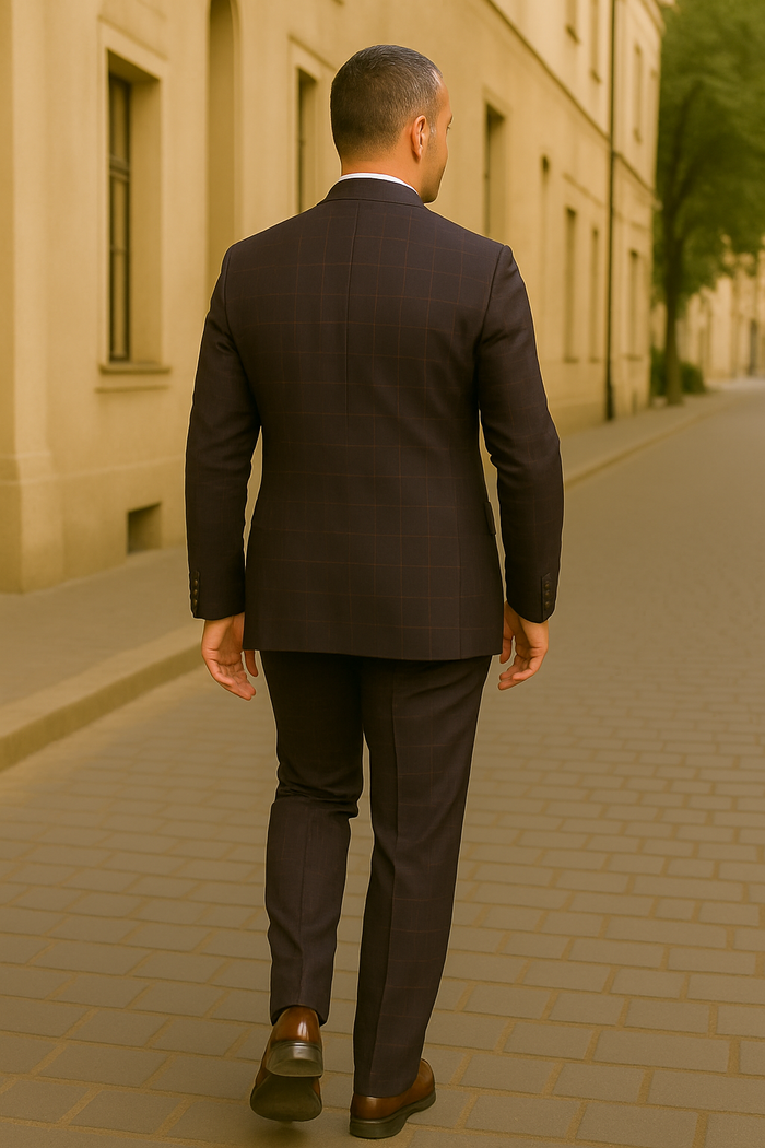 Wool Suit - Italian Made Business Suit by Statement Men's 3 Piece 100% Wool Modern Fit Suit - Bold Scoop Vest