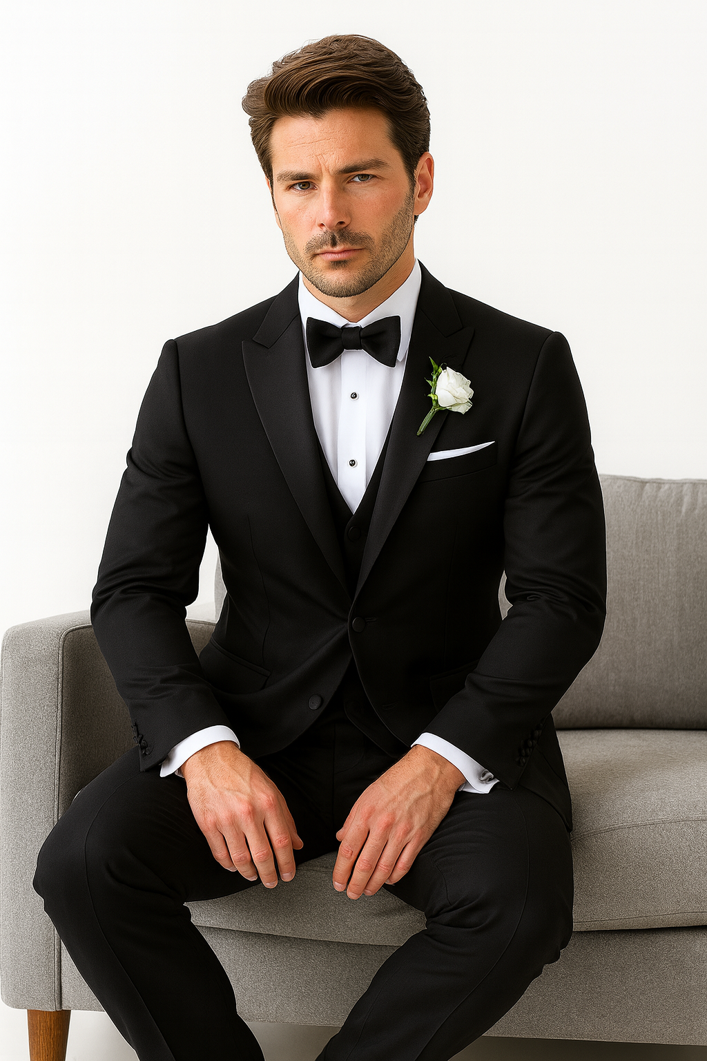 Black Modern Wedding Notch Tuxedo