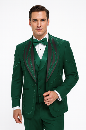 Hunter Green Italian Wool 3-Piece Modern Fit Tuxedo
