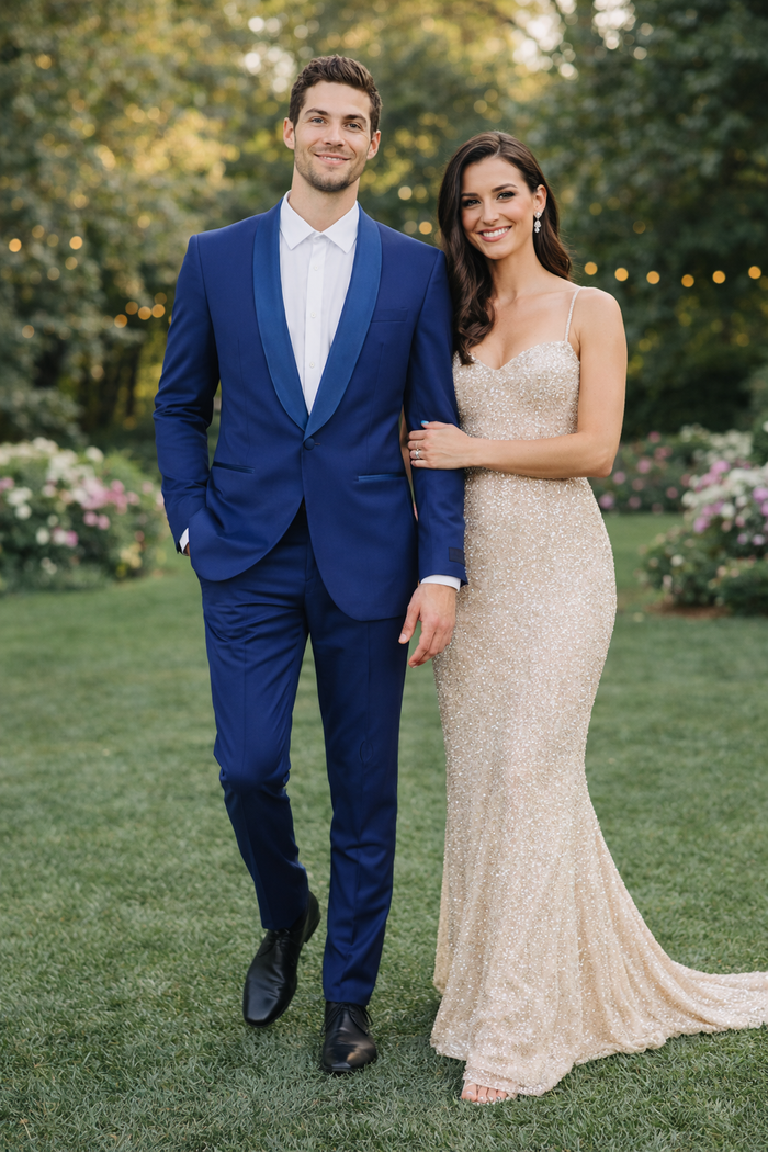 Cobalt Blue Tuxedo with Blue Lapel - All Indigo Blue Wedding Suit - Dark Royal