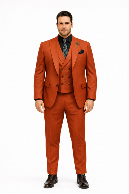 Elegant Red Three-Piece Suit  Groom & Party Formal Outfit