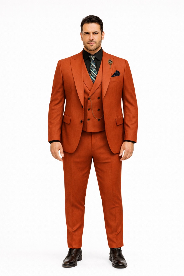 Elegant Red Three-Piece Suit  Groom & Party Formal Outfit