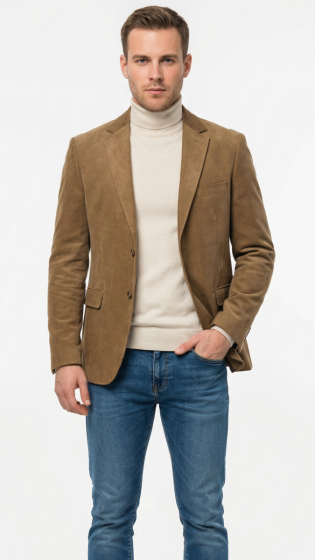 Men’s Camel Suede Cowboy Blazer – Camel Western Style Suede Sport Coat for Casual