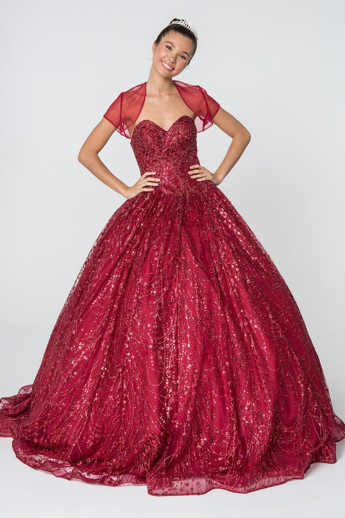 Burgundy Sweet 16 Ball Gown by Elizabeth KGL2804