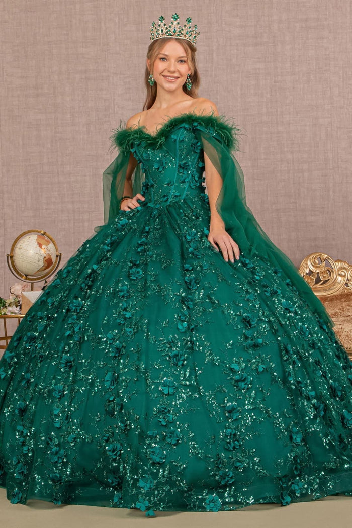 Off the shoulder Quince Dress Glitter Ball Gown by Elizabeth K GL3101