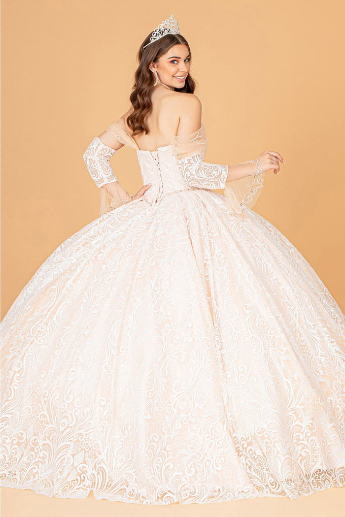 Embellished Off Shoulder Gown by Elizabeth KGL3073