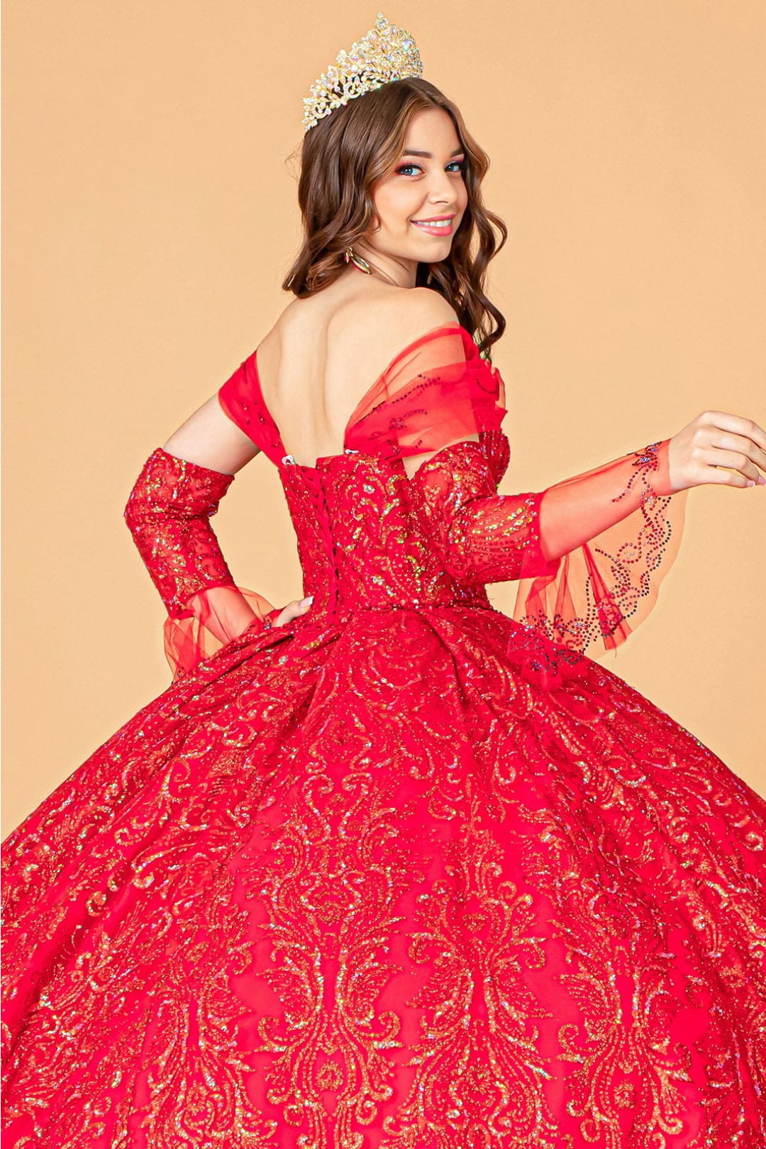 Red and Gold Quinceañera Ball Gown by Elizabeth KGL3073