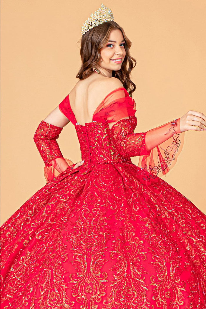 Embellished Off Shoulder Gown by Elizabeth KGL3073