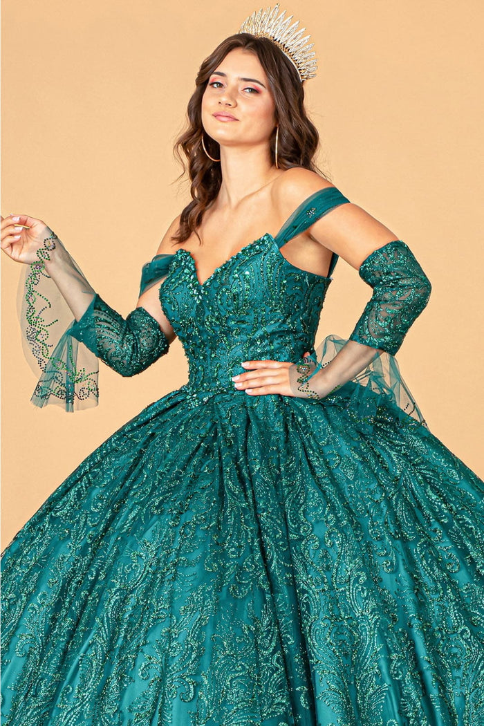 Embellished Off Shoulder Gown by Elizabeth KGL3073