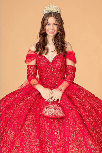 Embellished Off Shoulder Gown by Elizabeth KGL3073
