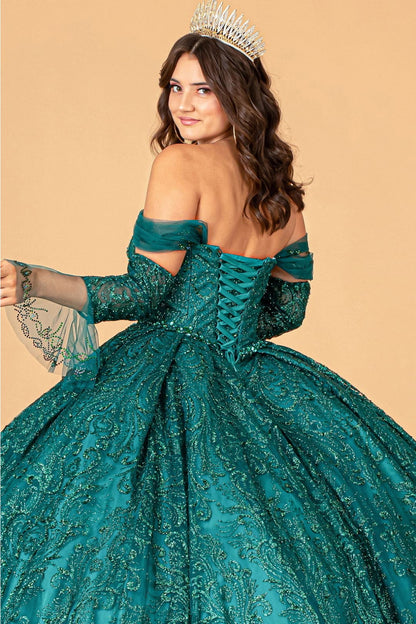 Embellished Off Shoulder Gown by Elizabeth KGL3073