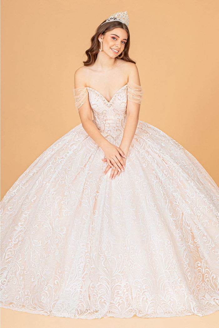 Embellished Off Shoulder Gown by Elizabeth KGL3073