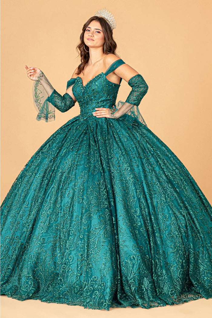 Embellished Off Shoulder Gown by Elizabeth KGL3073