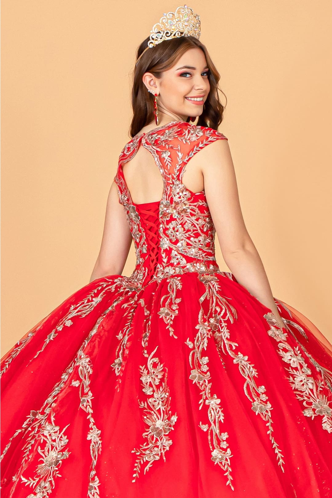 Embroidered Cape Ball Gown by Elizabeth K GL3076 - Quinceanera Dresses