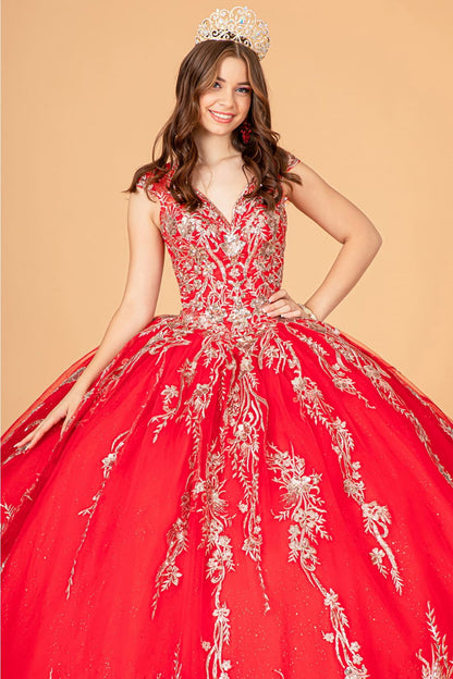Embroidered Cape Ball Gown by Elizabeth KGL3076