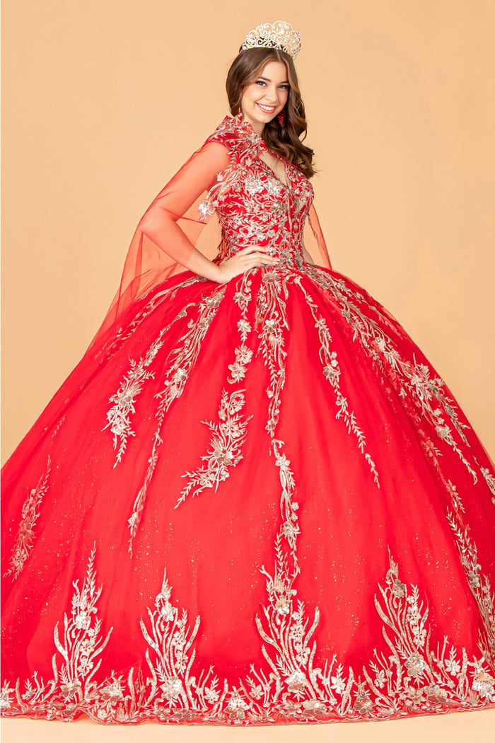 Red and Gold Quinceañera Ball Gown by Elizabeth KGL3076