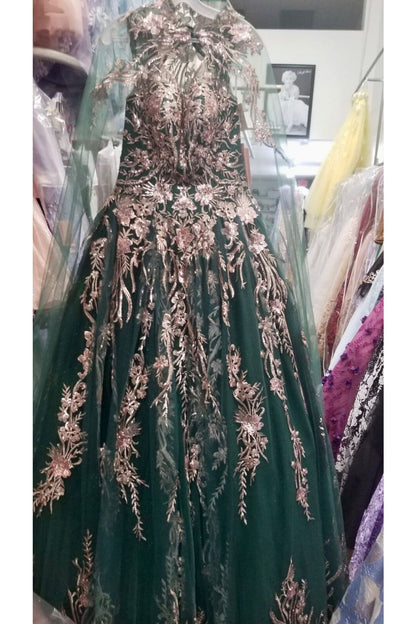 Embroidered Cape Ball Gown by Elizabeth KGL3076